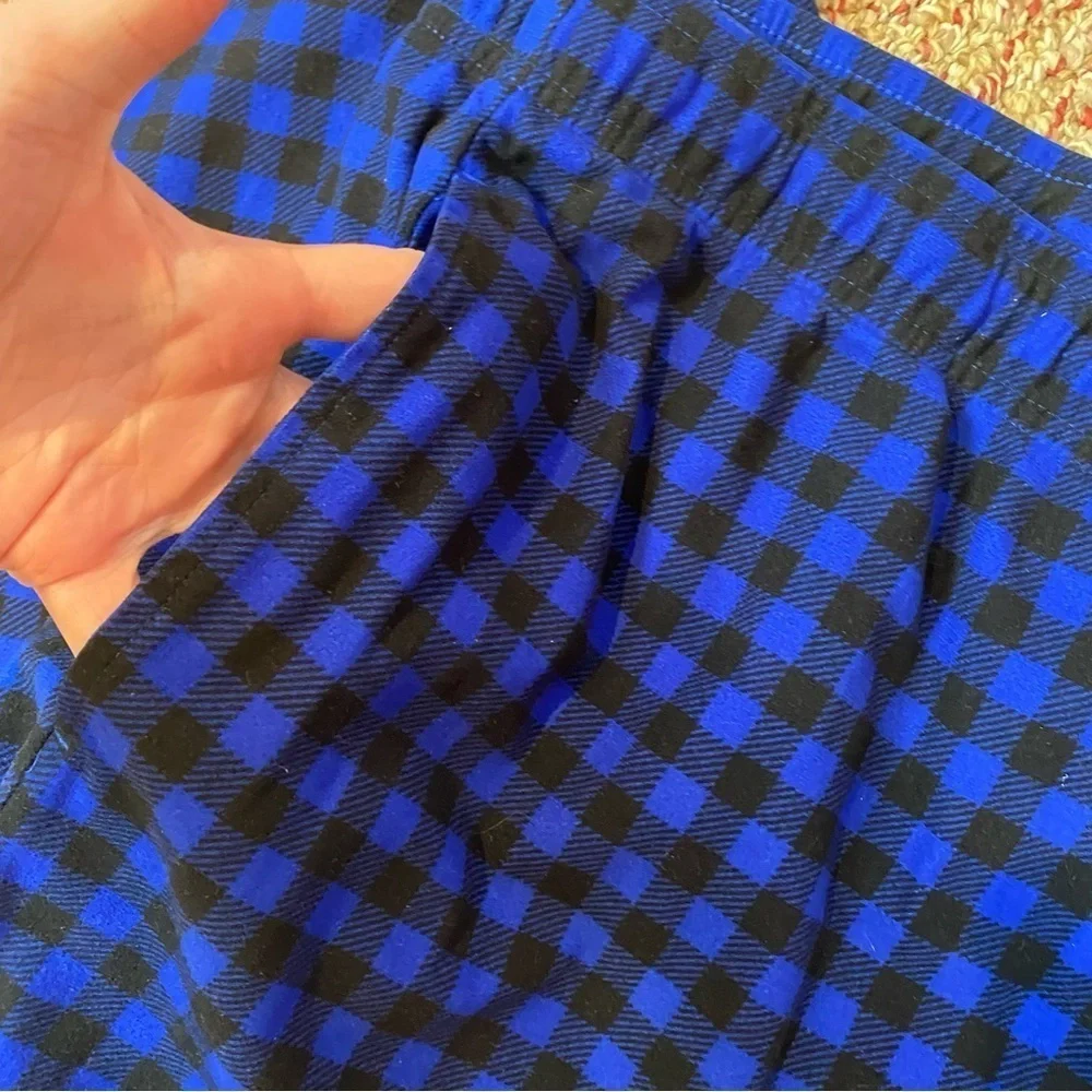 Nautica Mens Flannel Pajama Pants Blue Black Gingham XL